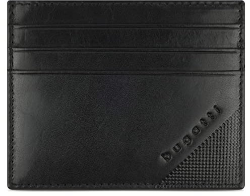 bugatti Nobile Kartenetui aus echtem Leder - Handgefertigtes Etui mit RFID Schutz, schwarz