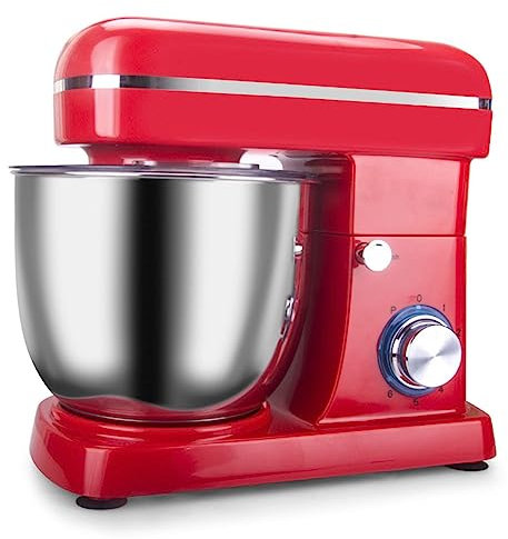 Robot De Cocina Robot Batidora Amasadora Repostería Capacidad De 5 Litros Con 6 Velocidades Y Función De Pulso Incluye Batidor, Gancho Para Masa Y Batidor Para Pasteles, Batters, Pan, Postres 1500W (