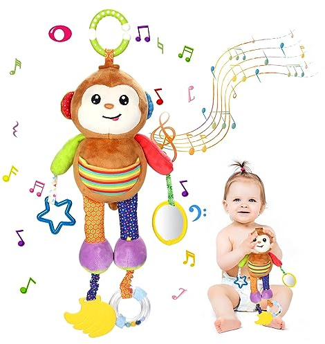 Venditer Juguetes para bebés, juguetes para niños pequeños sonajero de peluche, cochecito de cuna para bebé colgante juguete para bebés niños pequeños (MONO)