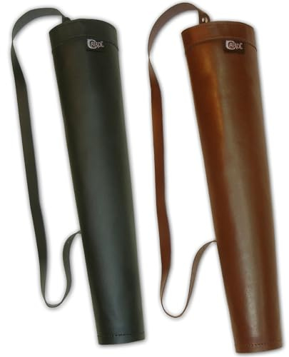 CarolUSA Hunting Archery, Indoor Outdoor Sports, Recurve/Compound/Longbow Traditional Faux Leather Shoulder Back Arrow Holder, Quiver, Bag (Brown Faux Leather)