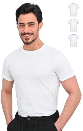 SKIPPER 3-pack herr T-shirt i 100% bomull I Enkla T-shirts i vitt I Undertröja med rund hals I Kortärmad affärströja för män I OEKO-TEX-certifierad I S - 3XL