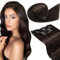 LaaVoo Braun Echthaar Extensions Clip in Remy Haar Extensions Clip in Echthaar Dunkelbraun Haarverlängerung Echthaar Clips Extensions Doppelt Tressen 135g #2 55cm