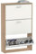 briebe Zapatero Entrada Recibidor, Mueble Auxiliar Estrecho de Madera para Zapatos, 3 Puertas, 119,5x74x25 cm (Alto x Ancho x Profundo), 18 Pares Aproximadamente, Nova (Roble Cambrian/Blanco)