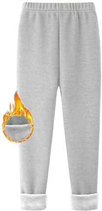 Rayson Leggings de Algòdon para Niñas Color Sólido Invierno Cálido Elásticos Pantalones para Deporte y Diario 6-11 Años(Gris Claro,10-11 años)