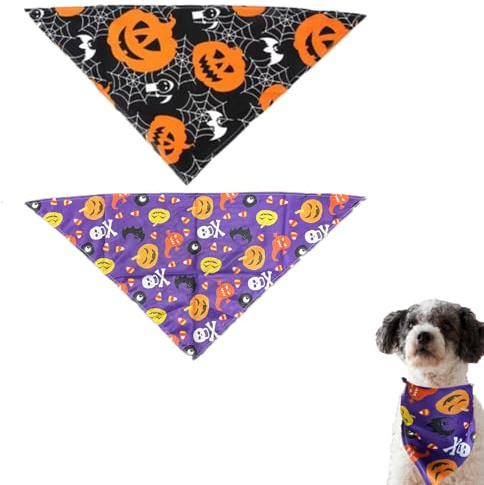 2 Pieces Adjustable Halloween Dog Bandanas - Clothing & Accessories for Small, Medium, and Large Dogs and Cats Halloween Dog Bandanas Decoration