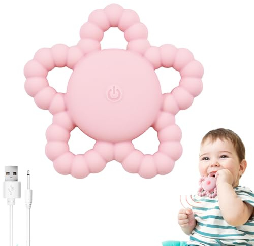 VViN Baby Toys 6 to 12 Months, Vibrating Sensory Chew Toy, Teething Toys for Baby, Montessori Early Educational Toy - Safe & Soothing Teether for Sensory Needs Kids - Pink