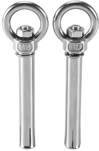 Pqahffowr 2 bulloni a occhio di ancoraggio per scudo di stile grezzo in acciaio M6 x 82 mm,