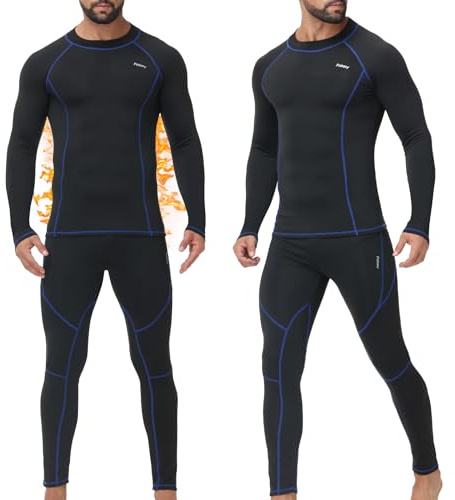 FALARY Winter Thermounterwäsche Herren Set – Warme Funktionsunterwäsche & Skiunterwäsche, Atmungsaktiv Thermohose und Thermounterhemd für Outdoor Sport, Laufen – Größe XXL