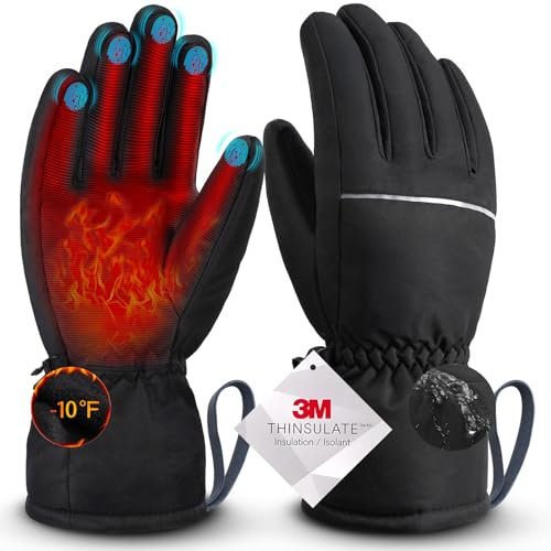 PULIOU Guantes Invierno por Hombre y Mujer, Guantes Moto Termicos Pantalla TáCtil para Moto, Ciclismo, Running, Bicicleta Y Esquí
