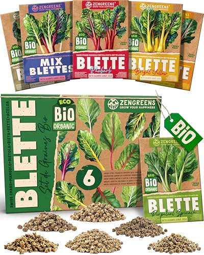ZenGreens® - Set di Semi di Bietola bio (6 pezzi) - 6 Semi di Bietola per Coltivazione Facile in Giardino, Balcone o Serra - Semi da Piantare - Sementi