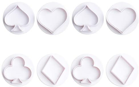 COSMEVIVI 8Pcs Playing Cards Biscuit Cutters Flexible Plastic Cookie Molds Embossing Tool for Cake Decoration Pastry Dough Shortbread Scones Baking