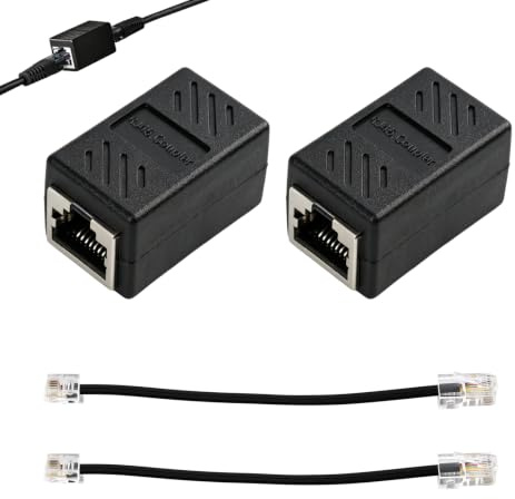 2 PCS Convertidor de Expansión RJ45 8P8C a RJ11 6P4C, Adaptador RJ45 a RJ11 para Módem ADSLAdaptador Negro para Conector de Teléfono y Modem ADSL, Adaptador Telefónico 8P8C 6P4C