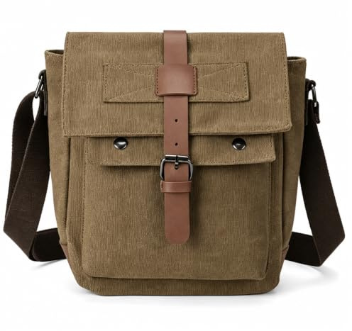 Seekjoy Canvas Messenger Men Bag,Shoulder Bag,Sling Bag,Satchel Bag | Adjustable Strap, Casual Cross Body Bag for Daily Commute & Outdoor Carry,Camera,Tablet, Phone, Passport