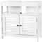 VASAGLE Waschbeckenunterschrank, Badezimmerschrank, Aufbewahrungsschrank, 30 x 60 x 60 cm, mit 2 Lamellentüren, offenes Fach, verstellbare Regalebene, mit Griffen, wolkenweiß BBC02WT