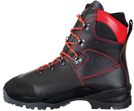 OREGON Fiordland - Chaussures de Sécurité pour Tronçonneuse de Classe 2, Bottes Imperméables en Cuir Nubuck Véritable Haute Qualité, Résistantes Chaud Froid, Chaussures pour Bûcherons (Taille 39 EU)