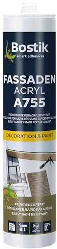 BOSTIK A755 Fassaden Acryl Weiß – Acryl Dichtstoff Frühregenfest und Witterungsbeständig, Alterungsbeständig, Für Innen- und Außenbereich, Überstreichbar, 300ml