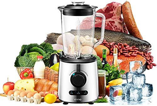 EVVO Batidora de vaso, Pontencia 600W, 21000RPM Máxima Velocidad, Ideal para Batidos, Smoothies y Picar Hielo, Capacidad de 1,5 Litros, Preparada para Batir, Triturar y Picar (Modelo Tasty Cyclon)