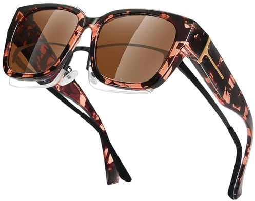MEETSUN Fit Over Glasses Sunglasses for Women Men Large Trendy Polarized Sunglasses for Driving UV Protection Tortoise Brown