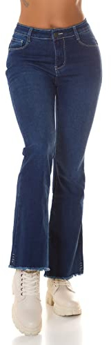 Koucla Vaqueros de Cintura Alta Push Up con Impacto, Pantalón Tejano Elastico, Azul, 42