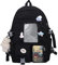 EVEOUT Sacs à Dos pour Enfant avec de Jolies étiquettes et épingles Grande capacité Sacs portés Dos pour Fille Sac à Dos Nylon Adolescent Cartable Multi-Poches (Noir)