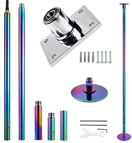 PRIORMAN Fest Tanzstange mit Set,45mm Profi-Hochbelastungsstahlstange (drehbar/fest) mit 200kg Tragfähigkeit,inklusive Deckenmontage-Fixplatte für,höhenverstellbar (2,25-2,70m)
