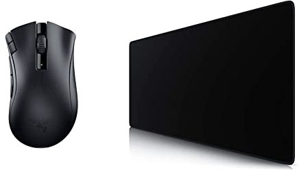 Razer DeathAdder V2 X Hyperspeed - Ergonomische Wireless Gaming Maus für PC/Mac Schwarz & TITANWOLF - XXL Speed Gaming Mauspad Titanwolf Schwarz 900 x 400mm - XXL Mousepad