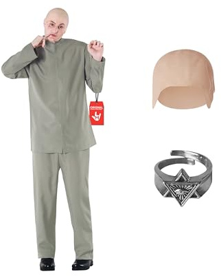 Morph Grey Villain Costume With Baldcap, 60s Fancy Dress Costumes, Halloween Costumes Men, Fancy Dress For Adults, Large