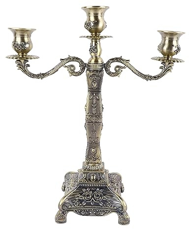 Tyenaza Candélabre en Métal, Bougeoir Rétro De Style Européen, Bougeoir Romantique, Bougeoir élégant pour Mariage, Table à Manger, Fête De Noël, Décoration de la Maison(Bronze - 3 Têtes)