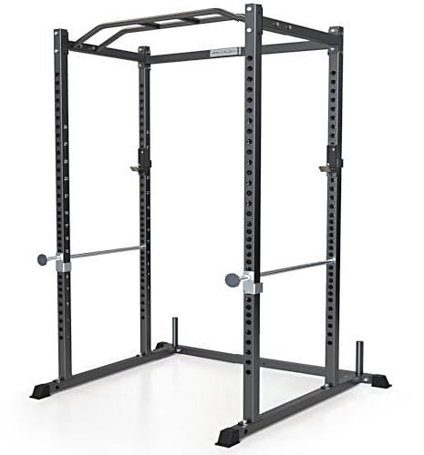 Iron Crush i200 Power Rack – Multi-Function Squat Rack with Solid Safety Bars and J-Hooks – Optional LAT Pulldown, Landmine Attachments - Home Gym Power Cage Bench Rack (Power Rack Only)