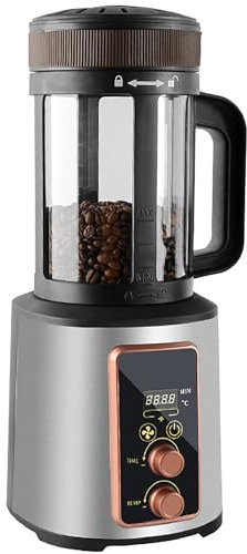Tostadora de Granos de café de 2,2 KW, tostadora de café eléctrica de Aire Caliente, con Pantalla LED Digital y Tiempo Ajustable, Temperatura, Velocidad del Viento, Tostado de 100-400 g de Grano de