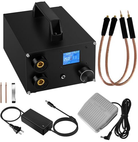 TAZZOR Soudeuse par point à batterie, 25 vitesses réglables, Écran LCD 1.8'', pour bande de nickel 0,1-0,3 mm et pile 18650 - Soudure par point efficace et précise - Spot Welder