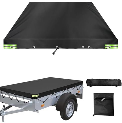 Vmxlso Anhänger Plane, Anhängerplane 209x115x10 cm, Abdeckplane Anhänger für Stema, 420D Oxford-Gewebe, Anhänger Flachplane für 750kg Pkw Hänger, Randverstärkte, Wasserdicht, Sonnenschutz