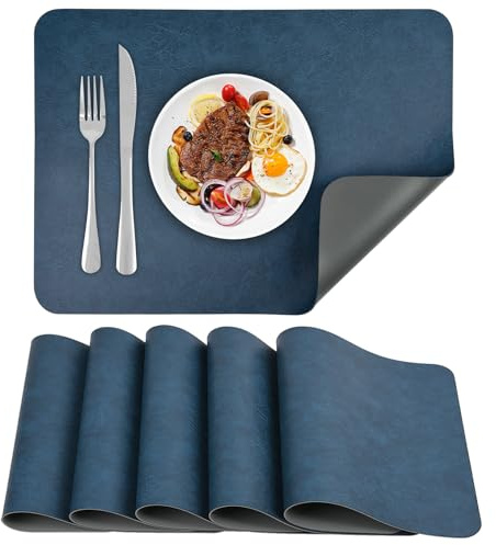 APLKER Tischsets Abwaschbar 6er Set Doppelseitigen Lederoptik Platzsets