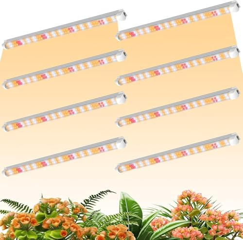 Niello 8Pack Lampe de croissance, Lampe de culture T8 60 cm pour plantes d'intérieur, lumière du soleil à spectre complet avec 3000 K 6500 K 660 nm
