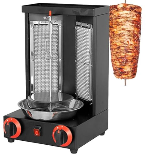 Gasgrill Med 2 BräNnare, 50 Till 350℃ Justering, Roterande Grillugn I Rostfritt StåL FöR HushåLl, Dubbla Rader Med AvledningshåL,Black