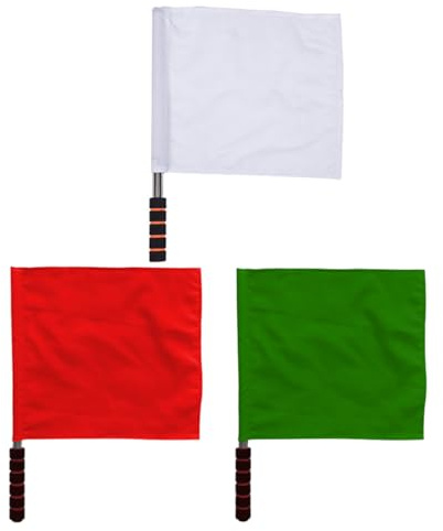 JECOMPRIS Drapeaux Arbitre de Course 3 Pièces Acier Inoxydable Rouge Vert Blanc pour Événements Sportifs et Juges de Ligne Scolaires