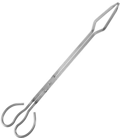 Gatuida Pinzas para Chimenea de 52 Cm en Acero Inoxidable, Herramienta Resistente para Leña, Accesorios para Estufas y Fogatas, Aptas para Camping y Uso en Interiores y Exteriores