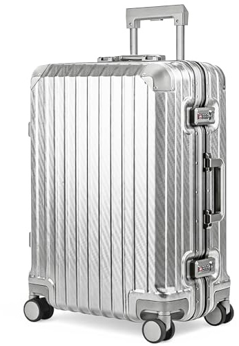 LUGG Solo Explorer 20 Inch Cabin Suitcase with Protection Cover - Alluminium Hard Frame Trolley, 37L Lightweight Travel Luggage, 360° Spinner Wheels, TSA Lock, Scratch & Water Resistant (55x38x22cm)