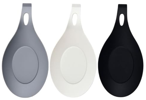 DINHEAROM 3 Soportes Reposacucharas de Cocina de Silicona Resistentes al Calor, Antideslizantes y Fáciles de Limpiar, para Estufa y Encimera, (,)