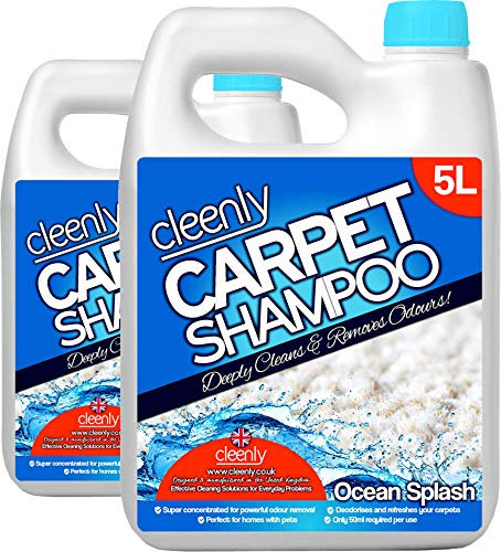 Cleenly Carpet Shampoo Cleaner Solution (10 litres) - Ocean Splash Fragrance - Safe for All Carpet Cleaning Machines - Effectively Removes Pet Odours