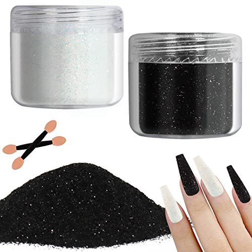Allstarry 2 couleurs de poudre de paillettes holographiques blanches et noires, effet sucre brillant, cosmétique, festival, décoration d'ongles pour manucure, loisirs créatifs