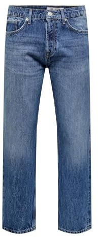ONLY & SONS Homme Onsedge Loose Mid. Blue 4939 Noos Jean Pantalons, Denim Bleu Médium, 31W / 32L EU