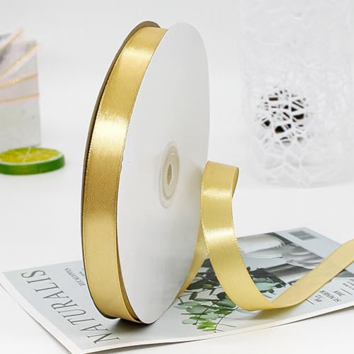 Satinband Gold 91m lang x 10mm breit Dekoration Geschenkband,Schleifenband Dekoband Stoffband für Hochzeit