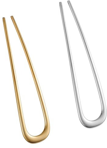 2 Stück French Twist Haarnadeln, U-Förmige Nadeln für Dickes Haar, Duttnadeln für Frauen, Chignon-Werkzeug für Mädchen, Verschiedene Haartypen, Styling-Zubehör