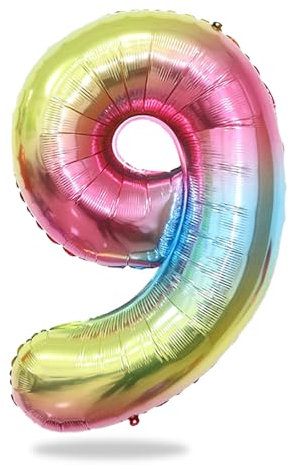 KOBOKO Zahlen Luftballon 9 Jahre Geburtstag, 40 Zoll XXL Folienballon 9 Geburtstagsdeko, Luftballon Zahlen Groß 9. Geburtstag Mädchen, Zahlen Ballon 9 Geburtstag Zahl Deko, Helium Ballons Zahlen 8