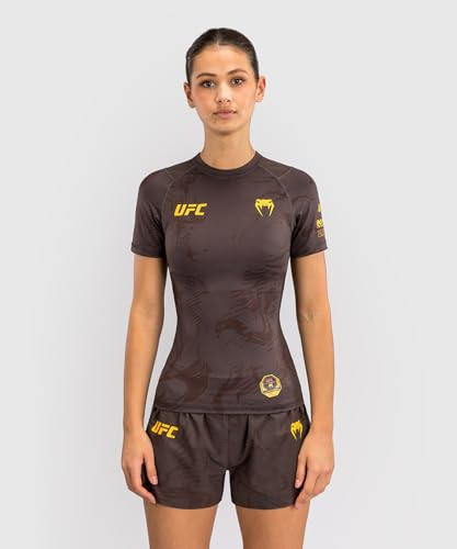 Venum Femme Fight Week Women's Performance Short Sleeve Rashguard Rash Guard Shirt, Earthen Brown, L EU
