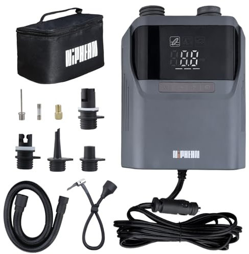 Niphean Paddle Board Pumpe mit (extra lang) 118 Zoll Ladekabel, 50 PSI Reifenfüller mit Aufbewahrungstasche, elektrische Pumpe für Aufblasbares & Luftablassen, Autoreifenfüller für SUP, Ballon