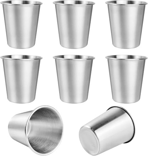 8 Stück Edelstahlbecher, 260ml Weinbecher Edelstahl, Camping Becher, Metallbecher, Weinbecher, Tragbare Tasse, Becher Edelstahl für Camping Party Geburtstage, Hochzeiten