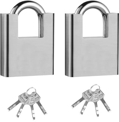 2 Pcs Heavy Duty Padlocks with Keys Outdoor, 40mm Waterproof Industrial High Security Padlocks Weatherproof for Container Warehouse Garage Shutter Gate Door Shed Locks