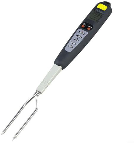 MeevrgR BBQ Meat Thermometer Fork Probe for Perfect Cooking Precise Temperature Detection for Fish Beef Veal Lamb Pork Chicken Turkey Celsius Fahrenheit Easy to Clean